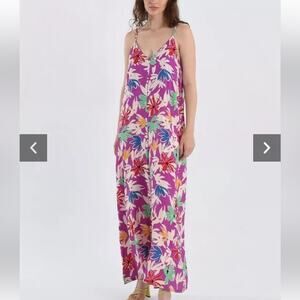 Lili Sidonio Floral Print Purple Sleeveless Jumpsuit Size Small